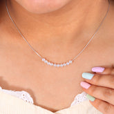 Silver Small Pearls Bar Pendant Chain
